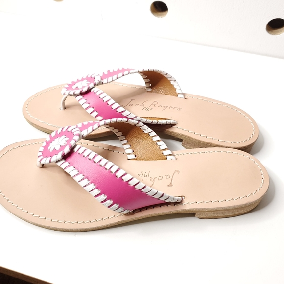 Jack Rogers Ro Leather Pink Thong - Picture 4 of 5